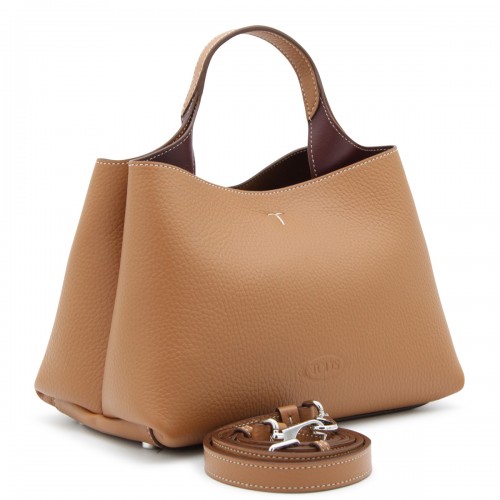 BROWN LEATHER TOP HANDLE BAG