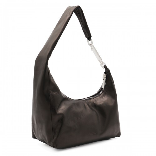 BLACK LEATHER GEMINI SHOULDER BAG