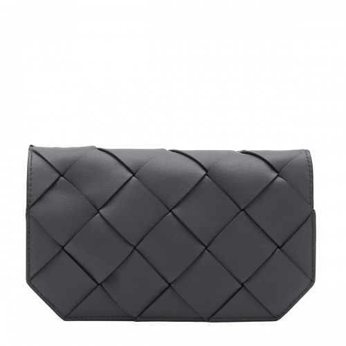 DARK GREY LEATHER DIAGO POUCH