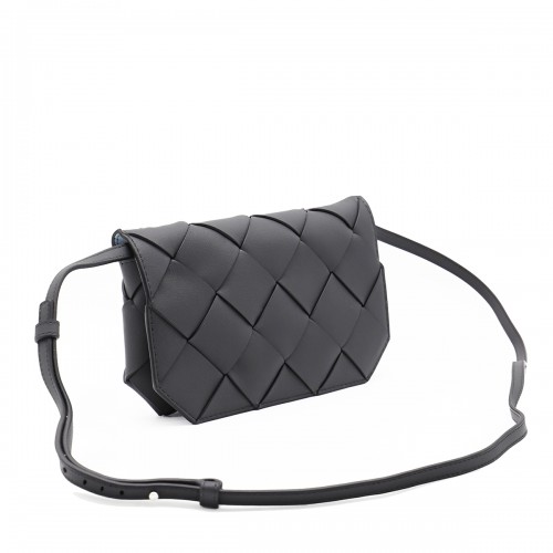 DARK GREY LEATHER DIAGO POUCH 2