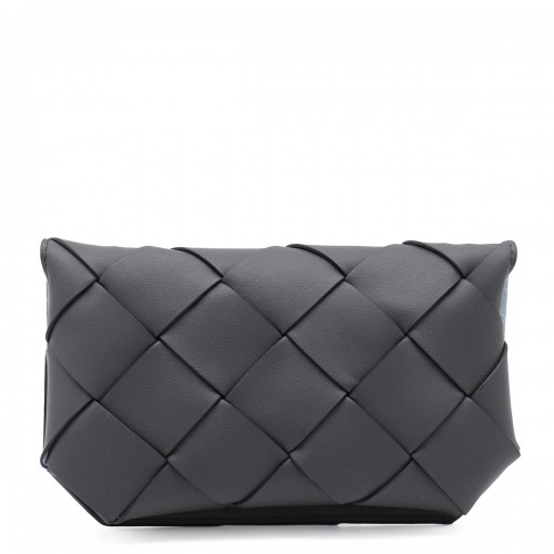 DARK GREY LEATHER DIAGO POUCH