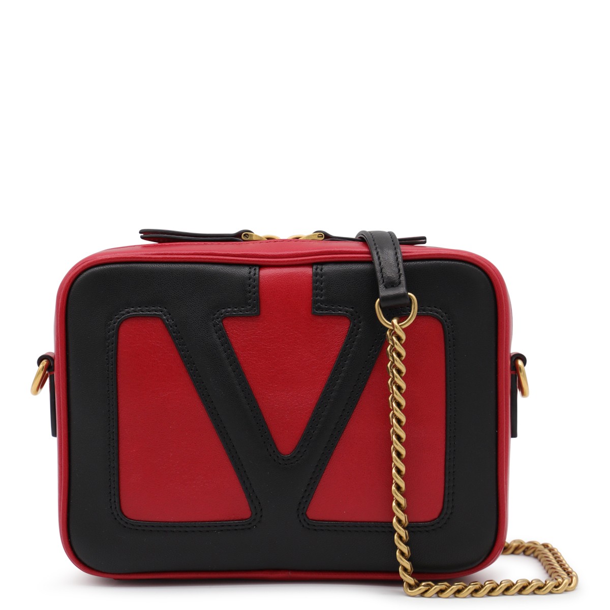 RED AND BLACK LEATHER CROSSBODY BAG