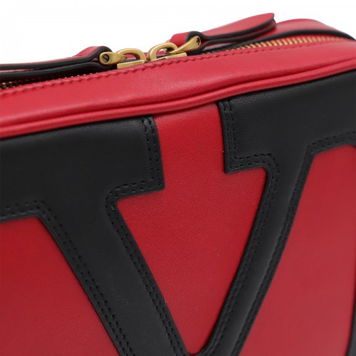 RED AND BLACK LEATHER CROSSBODY BAG