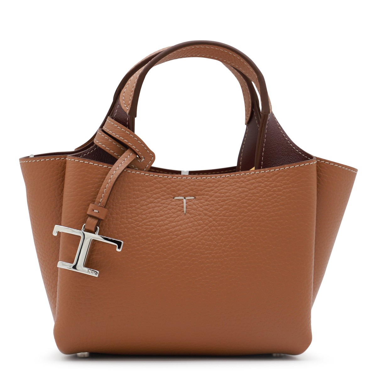 BROWN LEATHER TOP HANDLE BAG