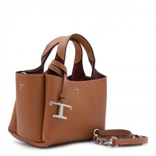 BROWN LEATHER TOP HANDLE BAG