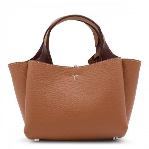 BROWN LEATHER TOP HANDLE BAG