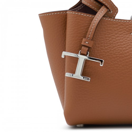 BROWN LEATHER TOP HANDLE BAG
