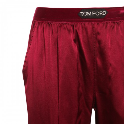 DARK RED SILK PJ PANTS