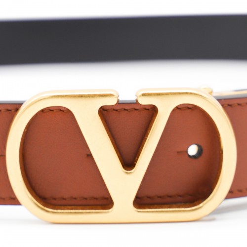 BROWN AND BLACK LEATHER BELT