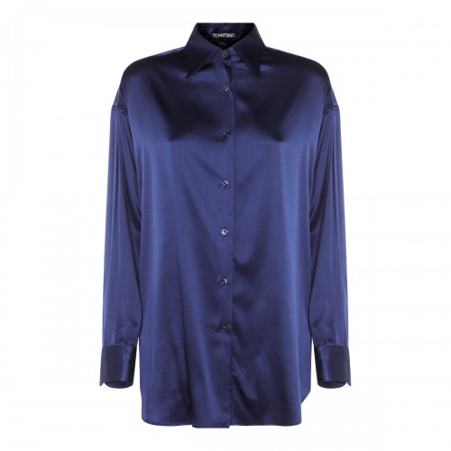 NAVY SILK SHIRT