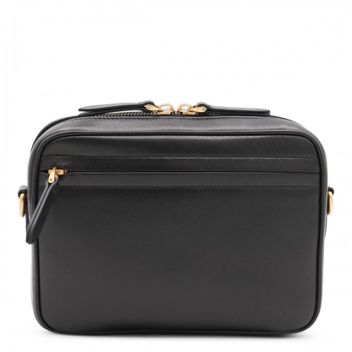 BLACK AND BROWN LEATHER CROSSBODY BAG
