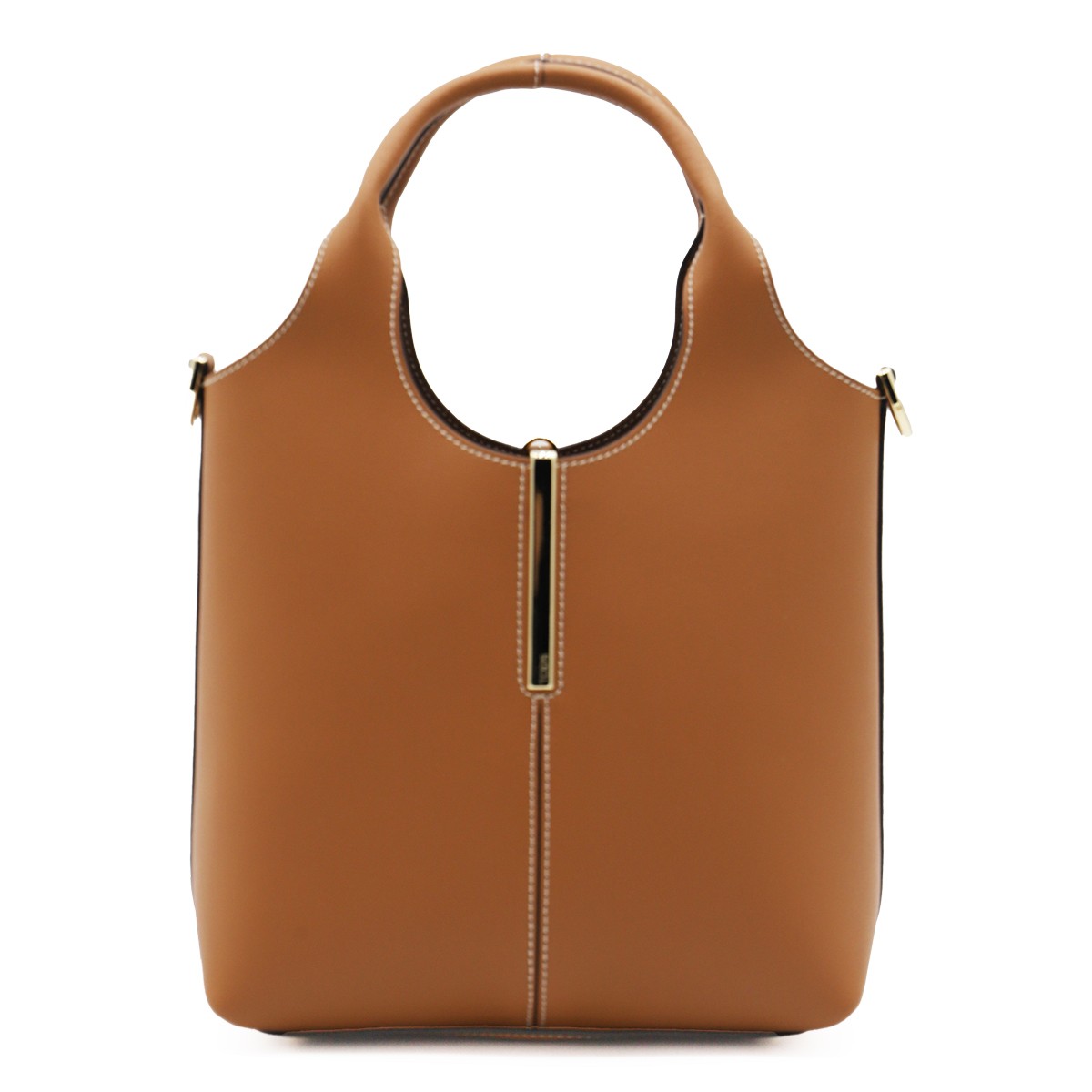 BROWN LEATHER TOP HANDLE BAG