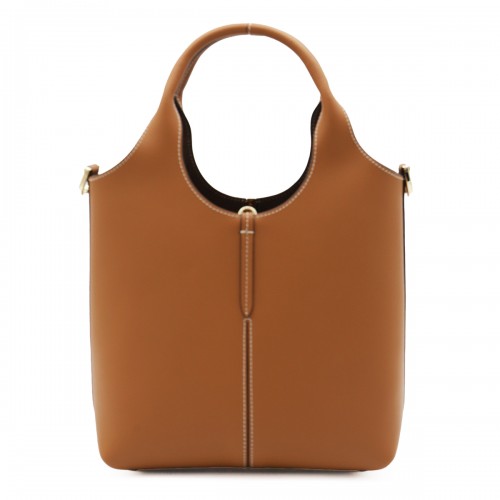 BROWN LEATHER TOP HANDLE BAG