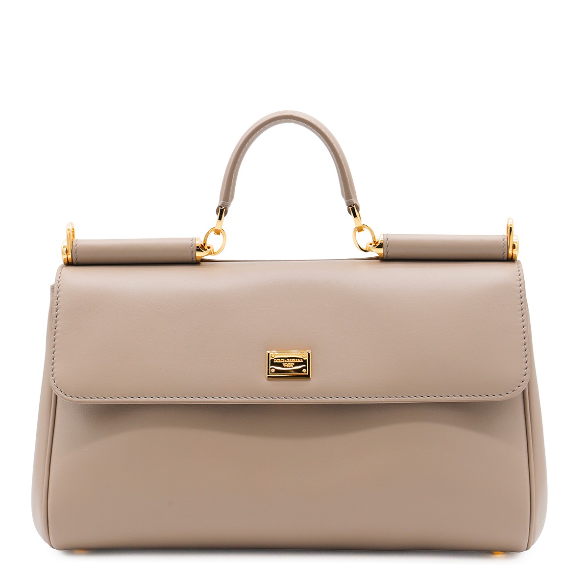 BEIGE LEATHER MY SICILY TOP HANDLE BAG