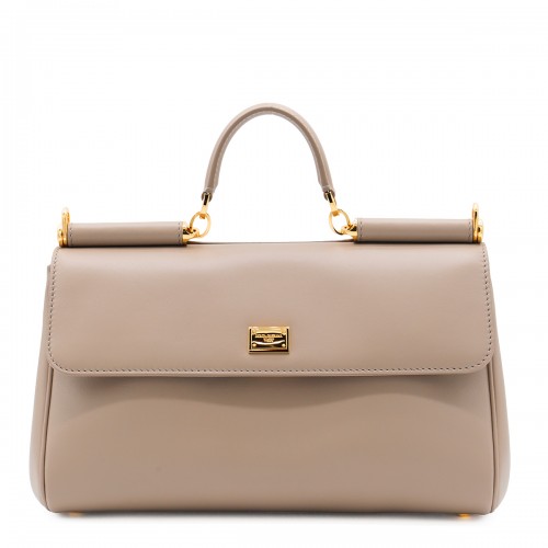 BEIGE LEATHER MY SICILY TOP HANDLE BAG