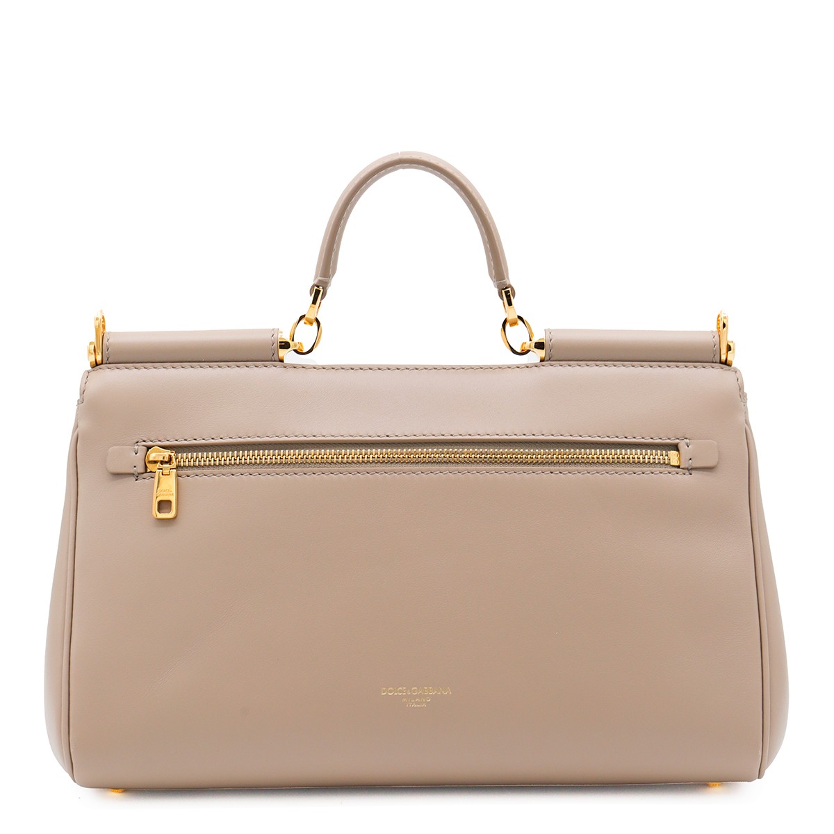 BEIGE LEATHER MY SICILY TOP HANDLE BAG