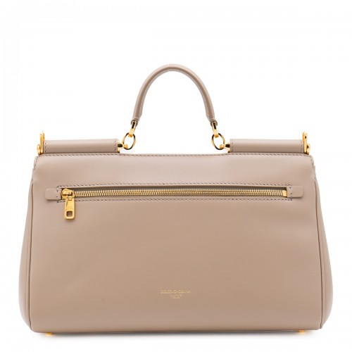 BEIGE LEATHER MY SICILY TOP HANDLE BAG