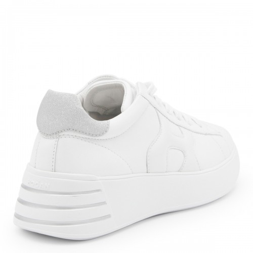 WHITE AND GREY LEATHER SNEAKERS