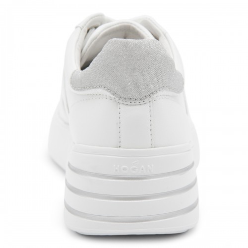 WHITE AND GREY LEATHER SNEAKERS