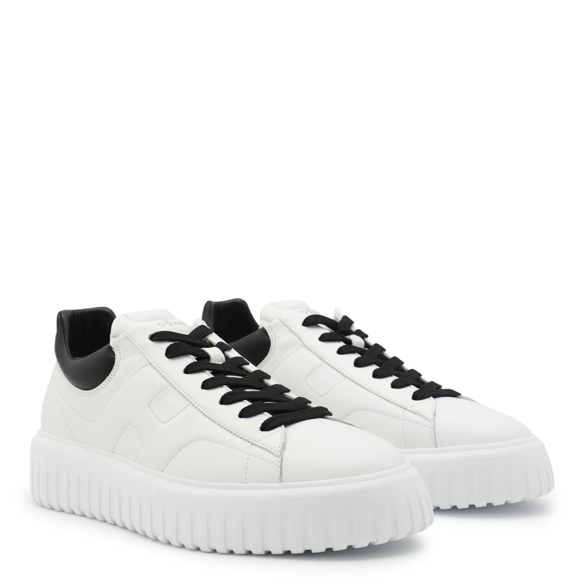 WHITE AND BLACK LEATHER SNEAKERS WHITE AND BLACK LEATHER SNEAKERS