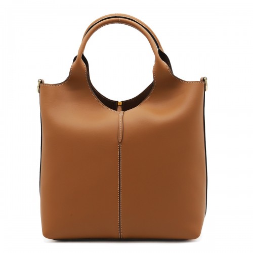 BROWN LEATHER TOP HANDLE BAG