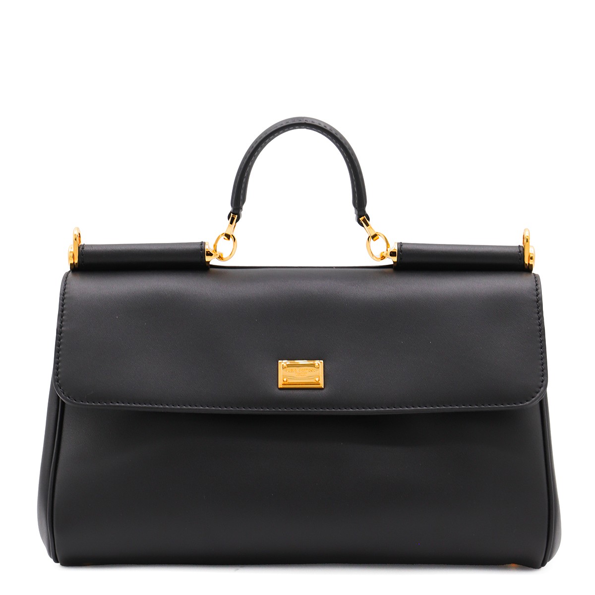 BLACK LEATHER MY SICILY TOP HANDLE BAG