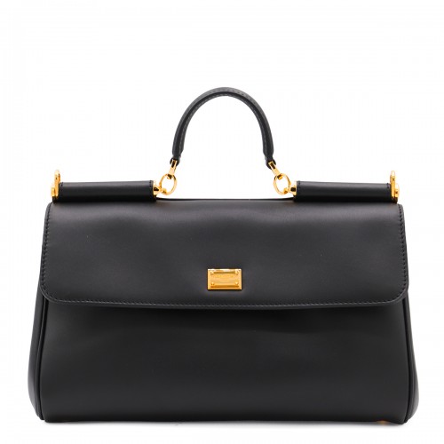 BLACK LEATHER MY SICILY TOP HANDLE BAG