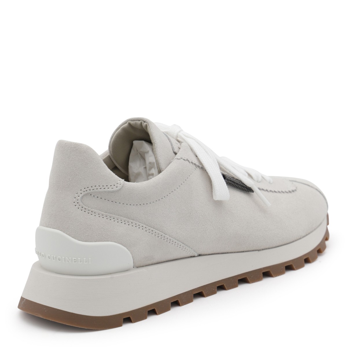 WHITE AND GREY LEATHER SNEAKERS