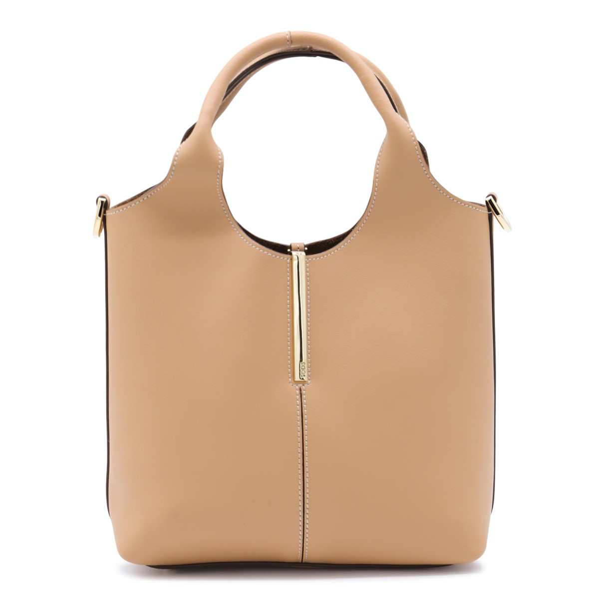 CREAM LEATHER TOP HANDLE BAG
