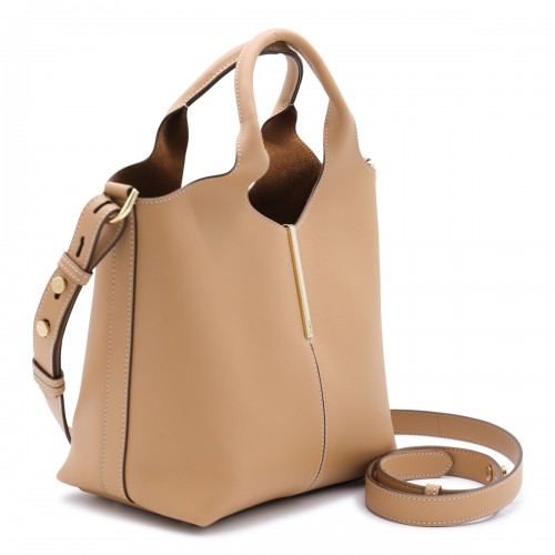 CREAM LEATHER TOP HANDLE BAG