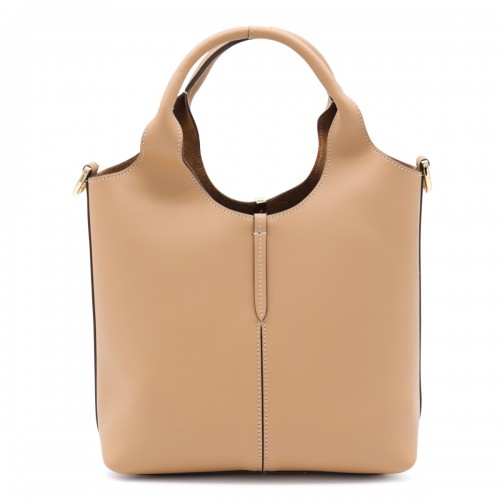 CREAM LEATHER TOP HANDLE BAG