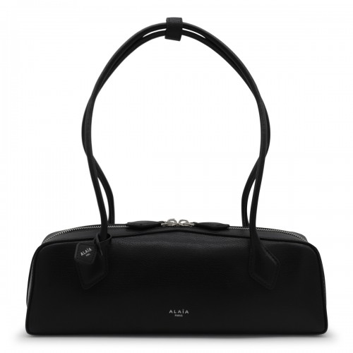 BLACK LEATHER TECKEL MEDIUM SHOULDER BAG