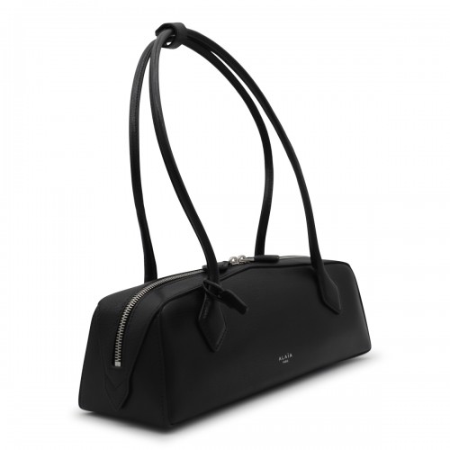 BLACK LEATHER TECKEL MEDIUM SHOULDER BAG