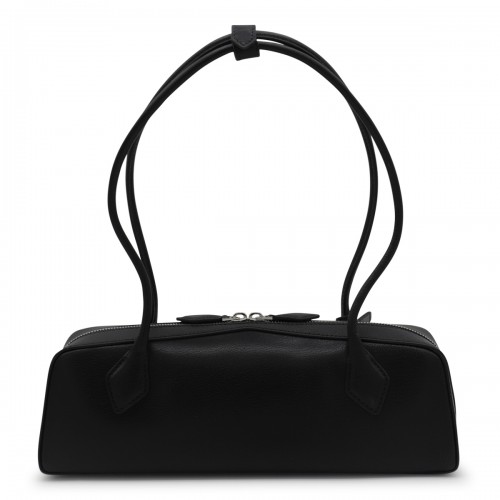 BLACK LEATHER TECKEL MEDIUM SHOULDER BAG