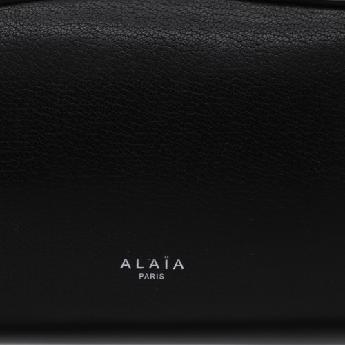 BLACK LEATHER TECKEL MEDIUM SHOULDER BAG