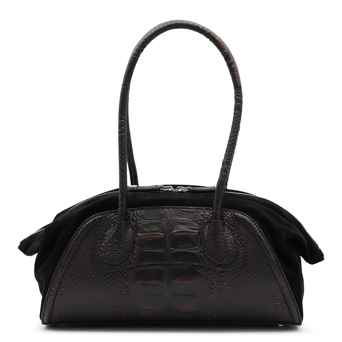 BLACK AND BROWN LEATHER TOP HANDLE BAG BLACK AND BROWN LEATHER TOP HANDLE BAG