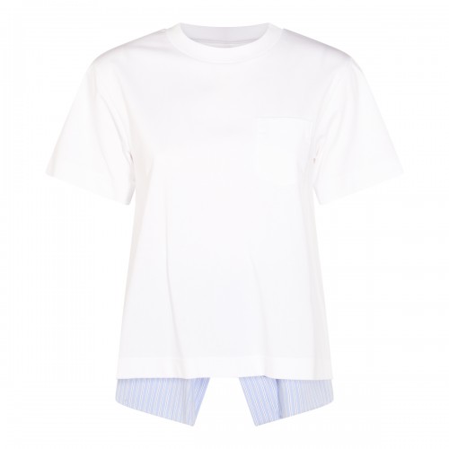 WHITE AND BLUE COTTON T-SHIRT