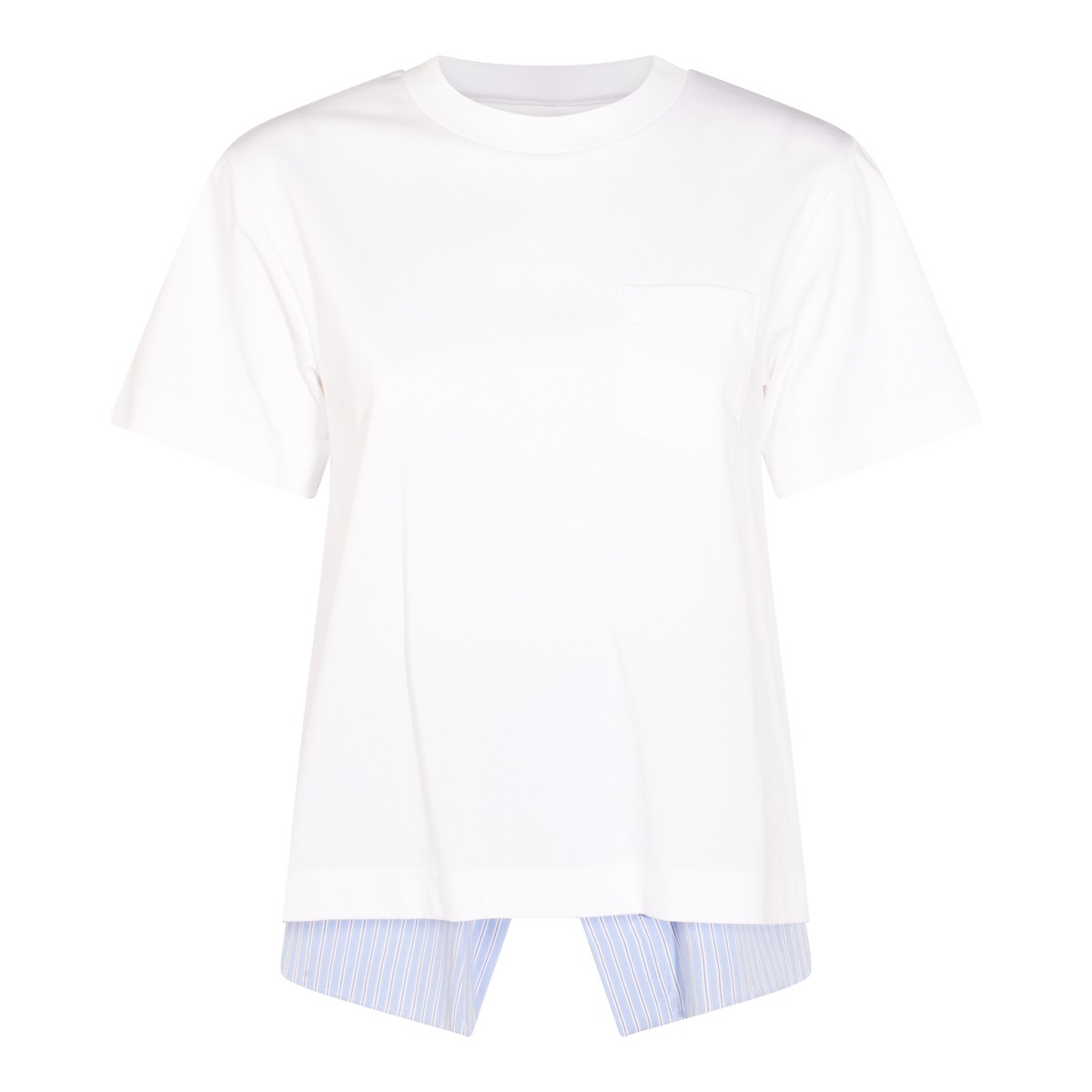 WHITE AND BLUE COTTON T-SHIRT