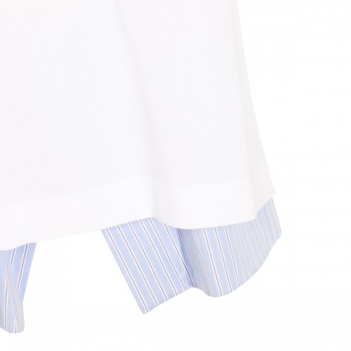 WHITE AND BLUE COTTON T-SHIRT