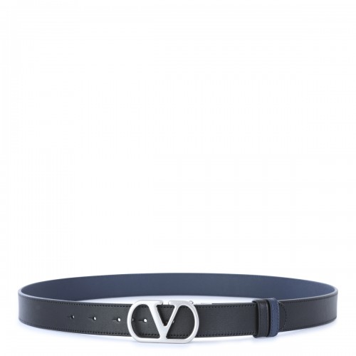 BLACK AND NAVY LEATHER BELT