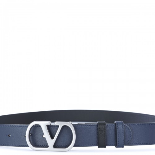 BLACK AND NAVY LEATHER BELT 2