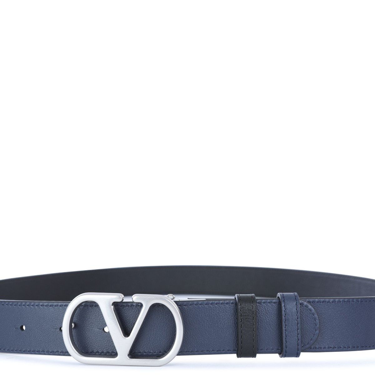 BLACK AND NAVY LEATHER BELT