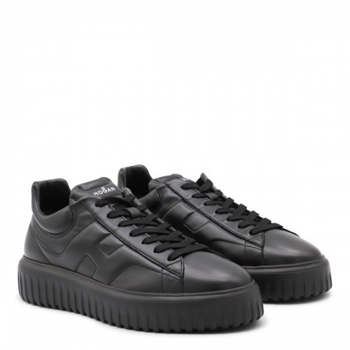 BLACK LEATHER SNEAKERS