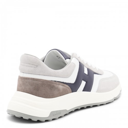WHITE AND GREY LEATHER SNEAKERS