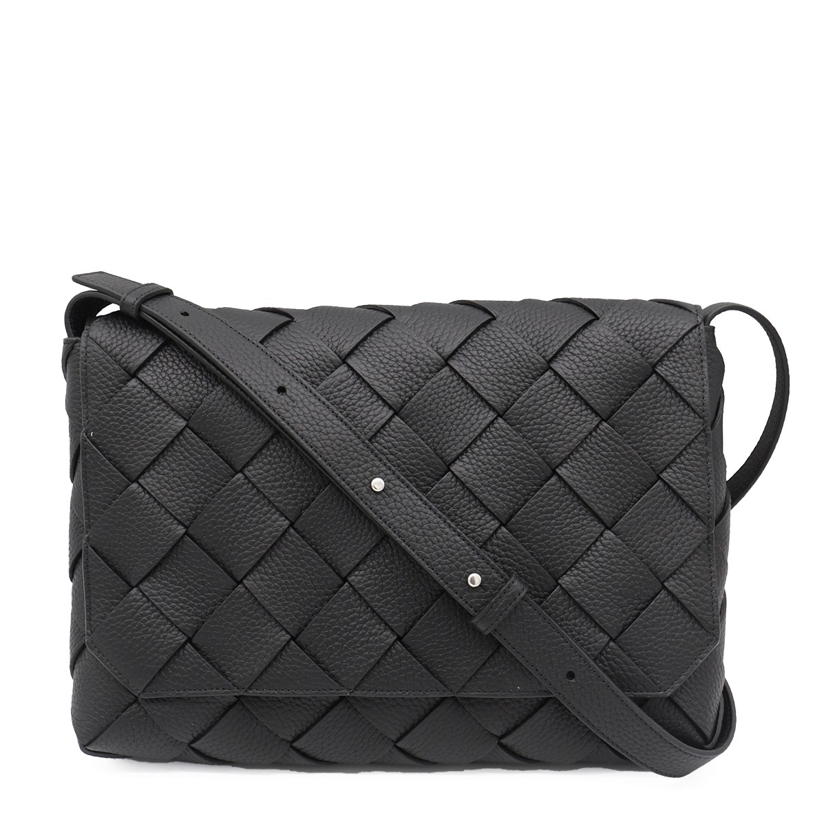 BLACK LEATHER MESSENGER