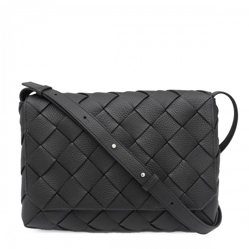 BLACK LEATHER MESSENGER