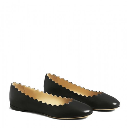 BLACK LEATHER FLATS