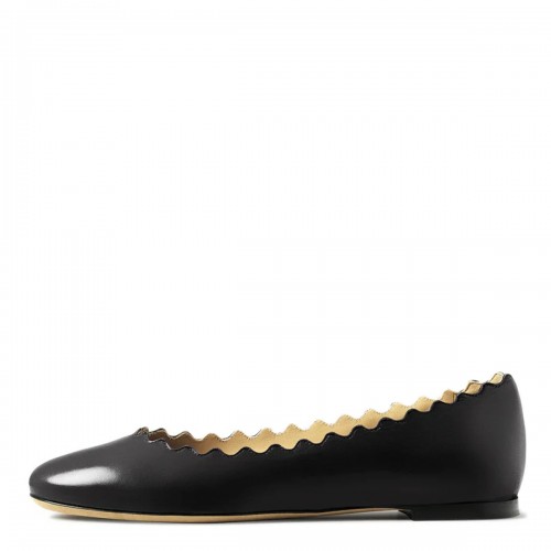 BLACK LEATHER FLATS