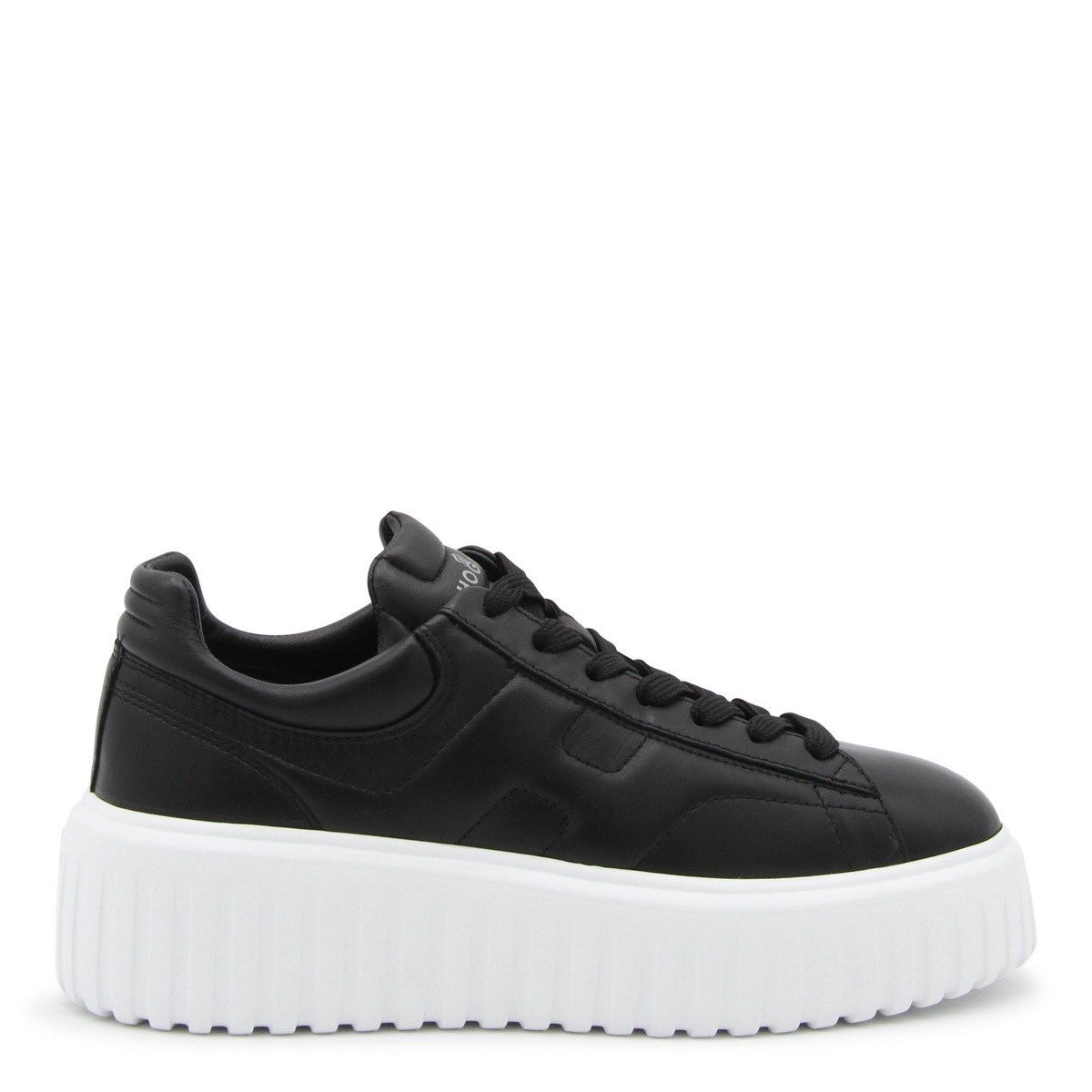 BLACK LEATHER H-STRIPES SNEAKERS