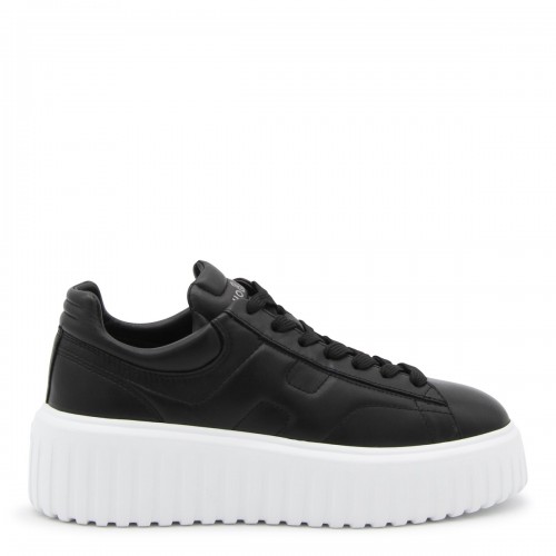 BLACK LEATHER H-STRIPES SNEAKERS